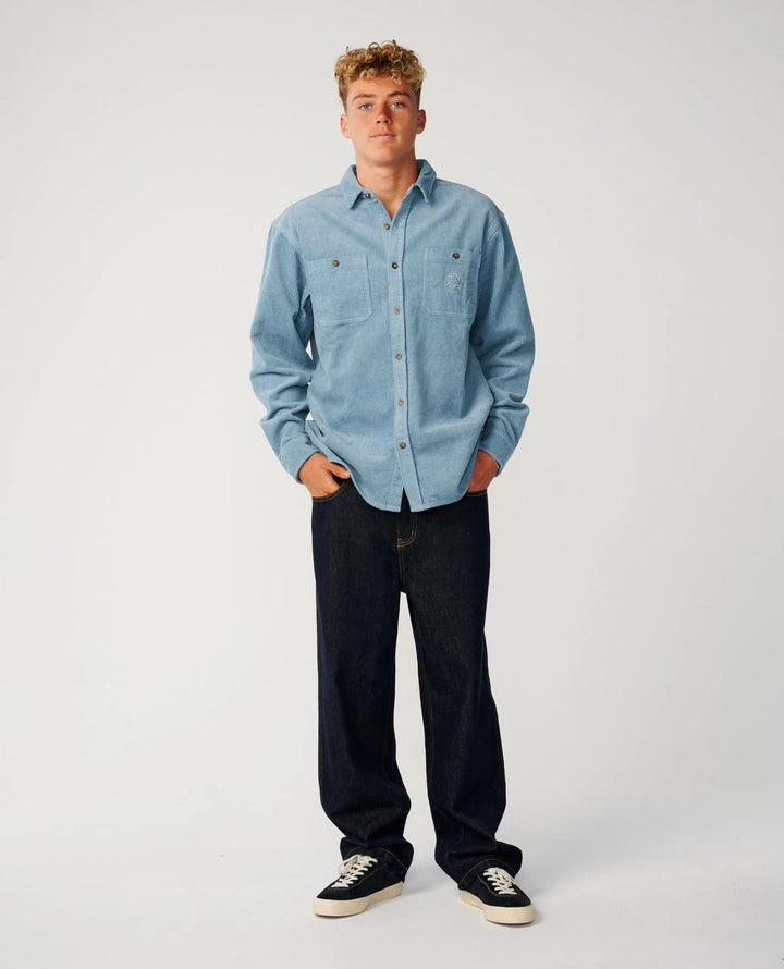 Rip Curl Men's Premium Surf Cord Long Sleeve Shirt - Citadel Blue - Sun Diego Boardshop