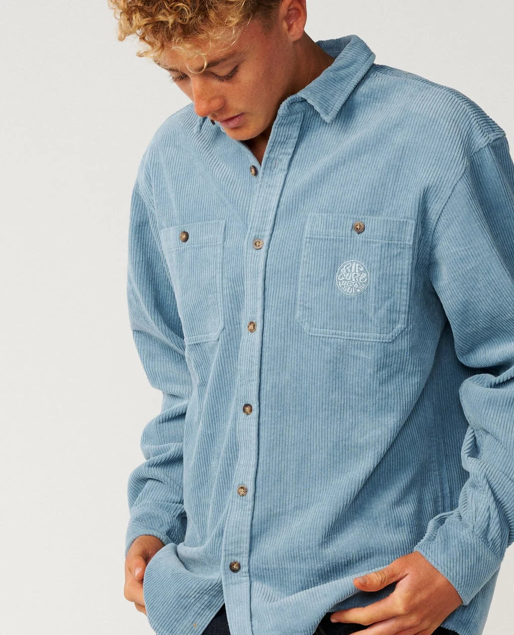 Rip Curl Men's Premium Surf Cord Long Sleeve Shirt - Citadel Blue - Sun Diego Boardshop