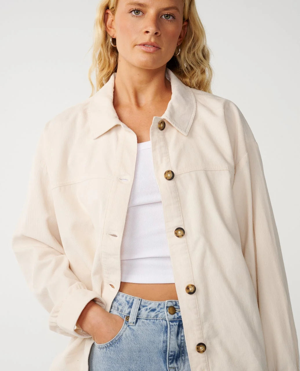 Rip Curl Women's Keepsakes Washed Cord Shirt - Stone - Sun Diego Boardshop