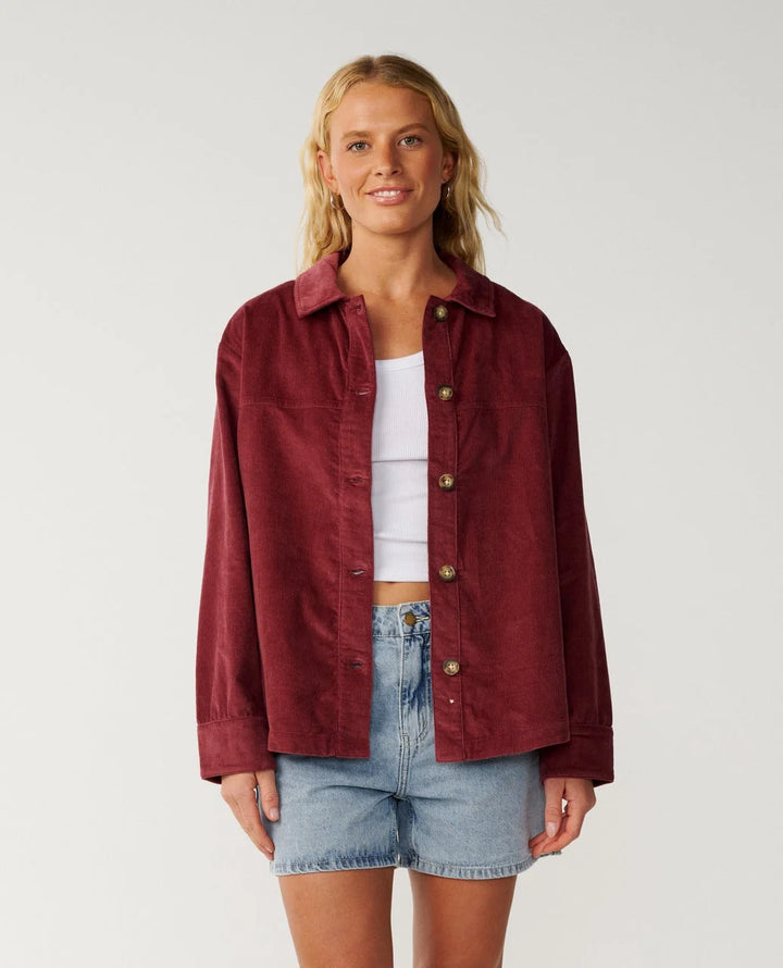 Rip Curl Women's Keepsakes Washed Cord Shirt - Dark Plum - Sun Diego Boardshop
