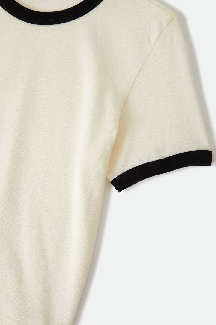 Brixton Women's Carefree Organic Garment Dye Ringer T-Shirt - Off White/Black - Sun Diego Boardshop