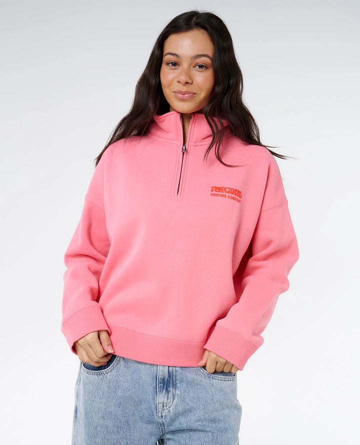 Rip Curl Women's Surf Puff 1/4 Zip - Pink 0020 - Sun Diego Boardshop