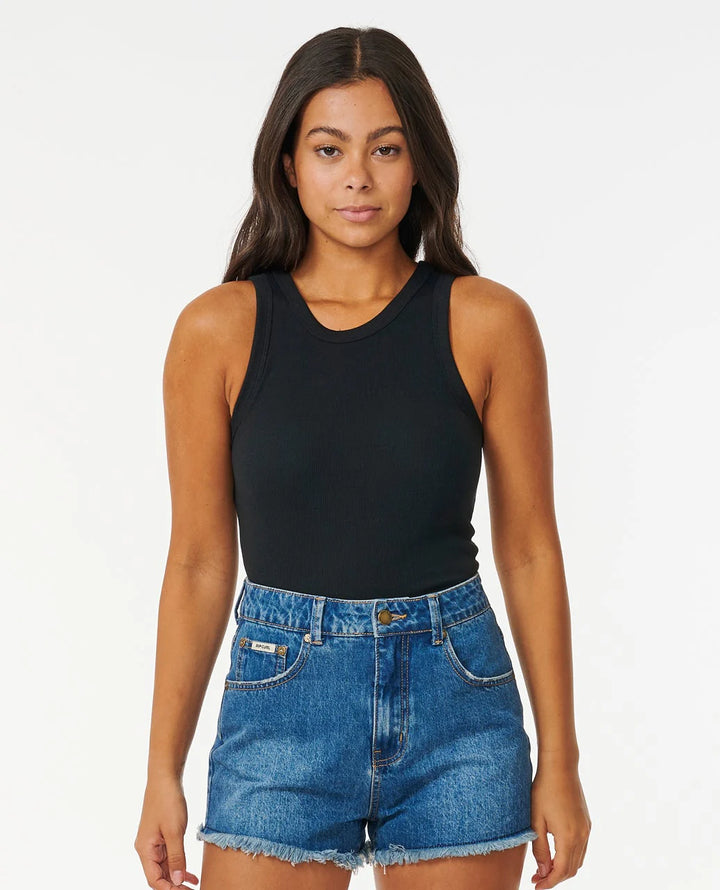 Rip Curl Women's Classic Ribbed Tank Top - Black - Sun Diego Boardshop