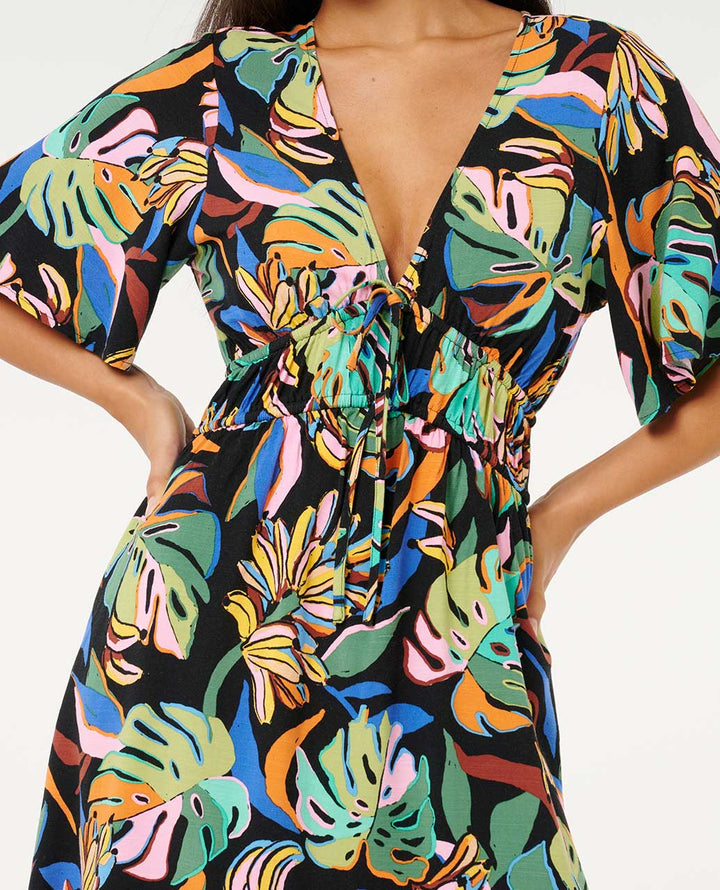 Rip Curl Sunset Luau Short Sleeve Mini Dress - Multico 3282