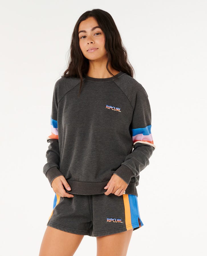 Rip Curl Las Dalias Raglan Crew - Washed Black - Sun Diego Boardshop
