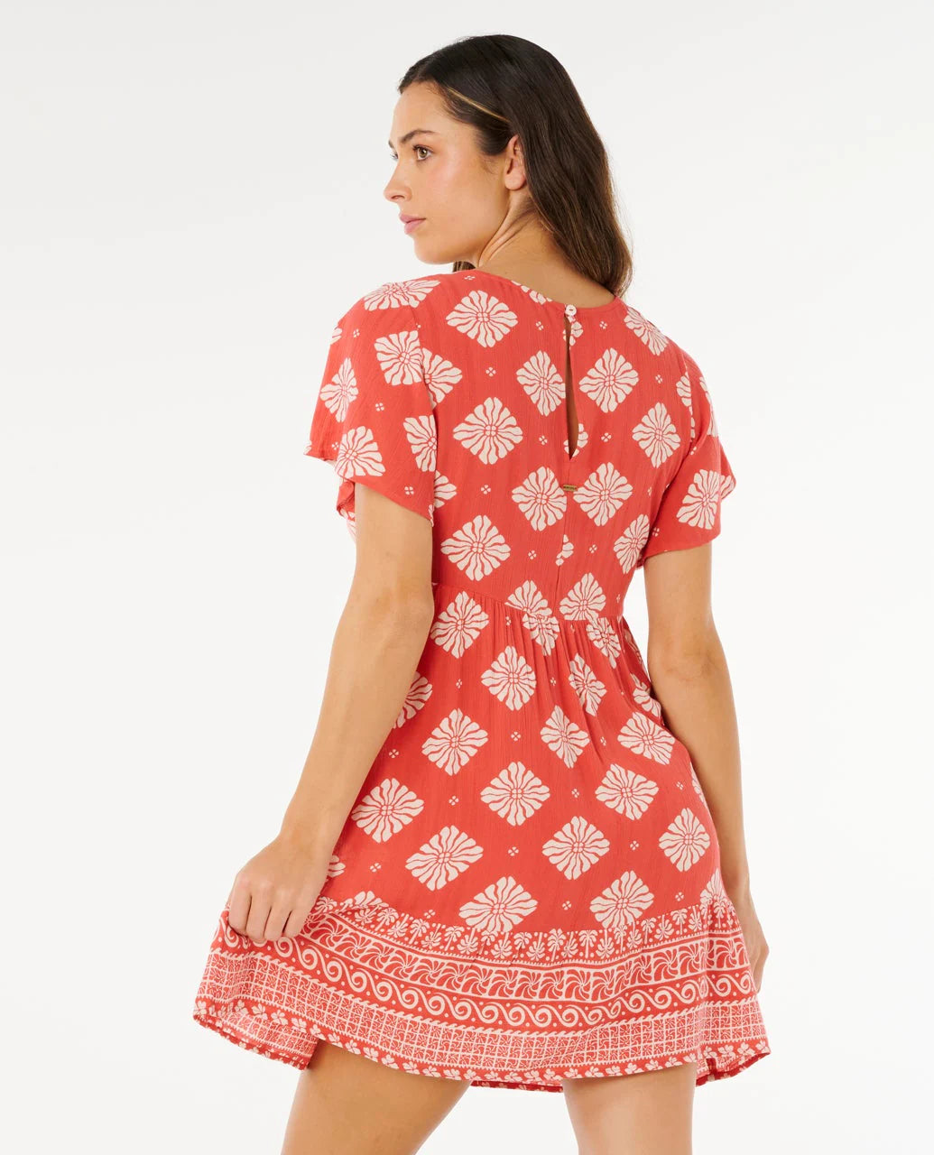 Rip Curl Ventura Tiered Short Sleeve Dress - Red 0040 - Sun Diego Boardshop