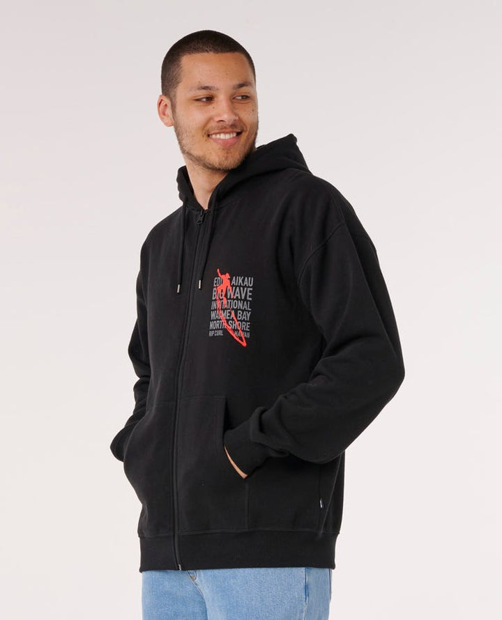 Rip Curl Eddie Would Go Zip Through Hood - Black