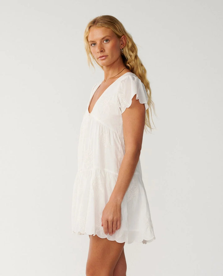 Rip Curl Women's Bossa Nova Emb Short Sleeve Dress - Bone - Sun Diego Boardshop