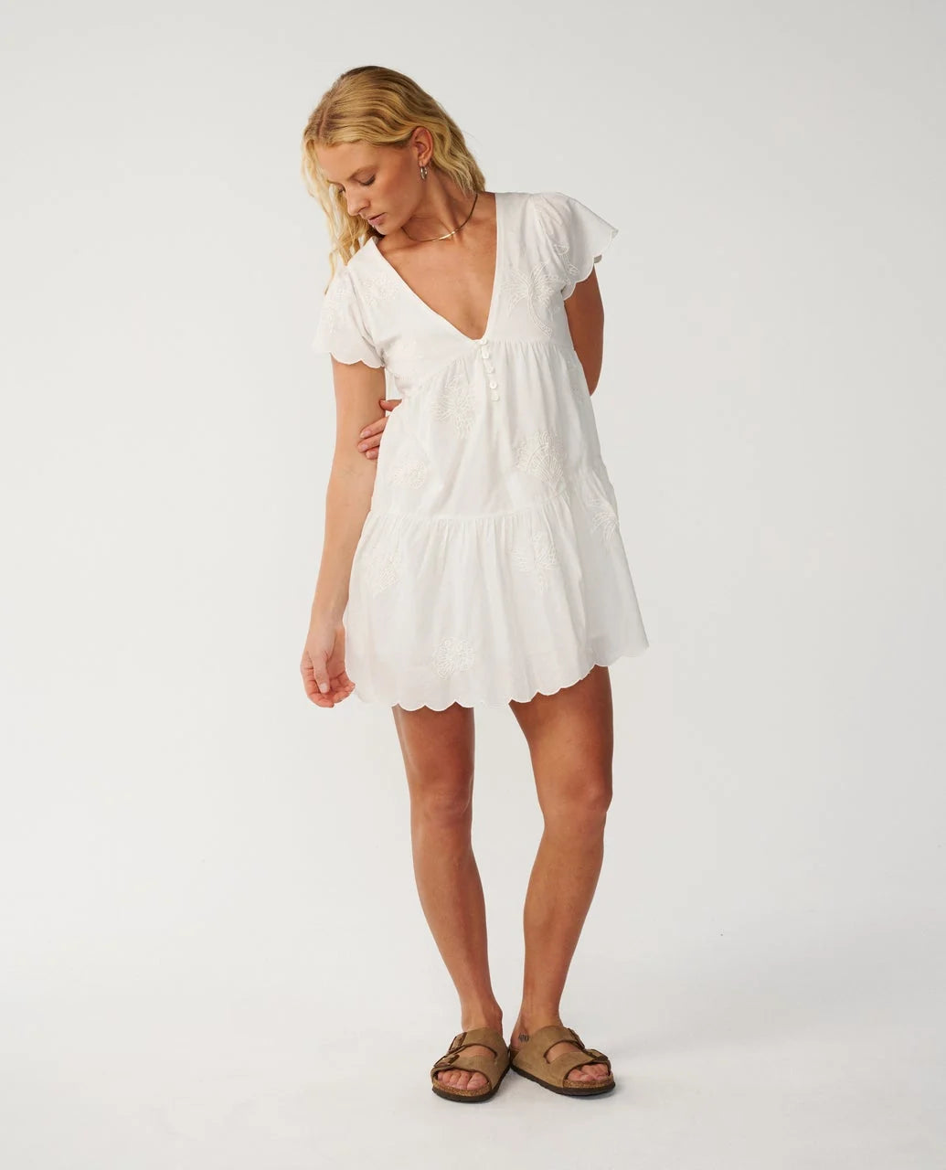 Rip Curl Women's Bossa Nova Emb Short Sleeve Dress - Bone - Sun Diego Boardshop