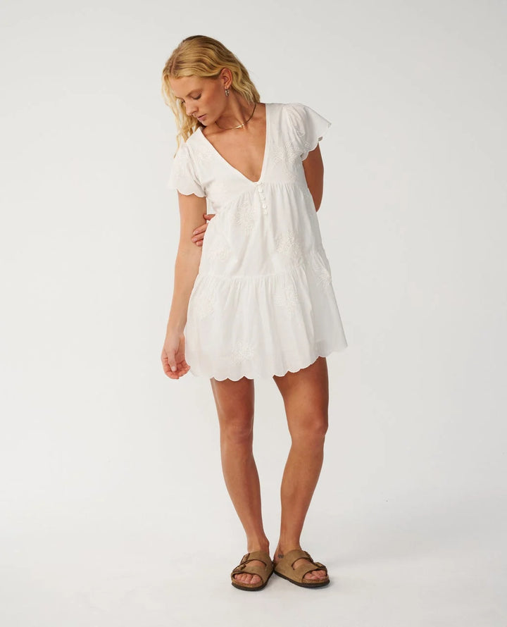 Rip Curl Women's Bossa Nova Emb Short Sleeve Dress - Bone - Sun Diego Boardshop