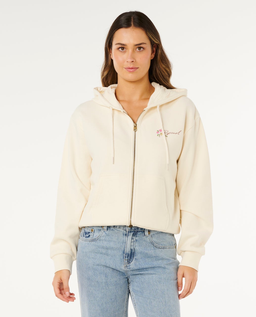 Rip Curl Poolside Zip Through Relaxed Hood - Bone 3021 - Sun Diego Boardshop
