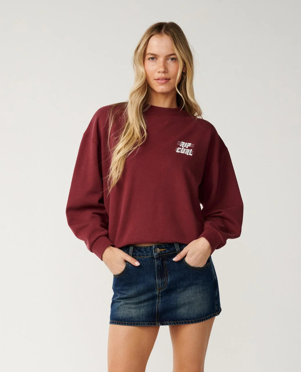 Rip Curl Women's Sports Dept Drop Shoulder Crew - Dark Plum - Sun Diego Boardshop