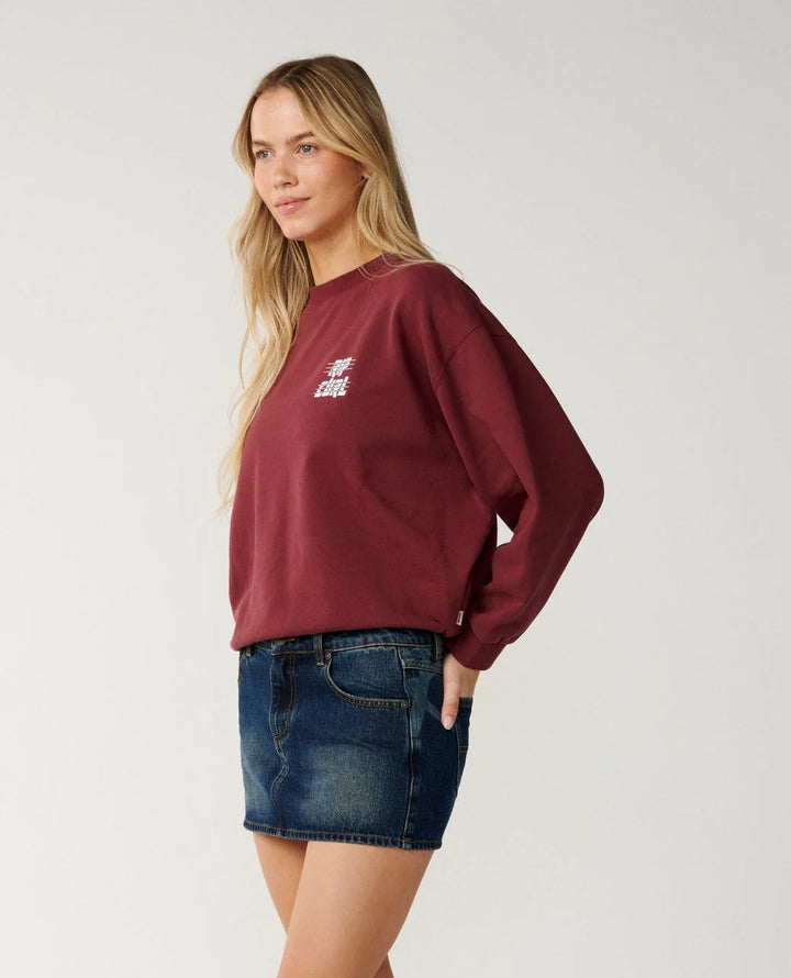 Rip Curl Women's Sports Dept Drop Shoulder Crew - Dark Plum - Sun Diego Boardshop