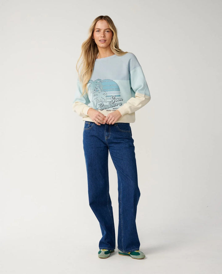 Rip Curl Women's Seeker Raglan Standard Crew - Light Blue - Sun Diego Boardshop