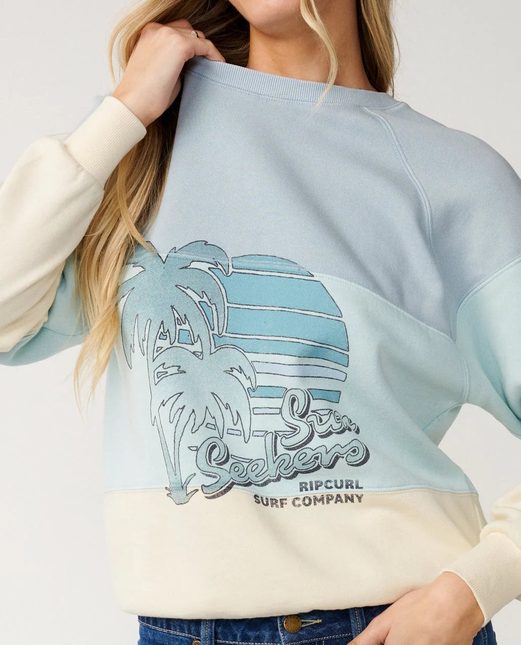 Rip Curl Women's Seeker Raglan Standard Crew - Light Blue - Sun Diego Boardshop