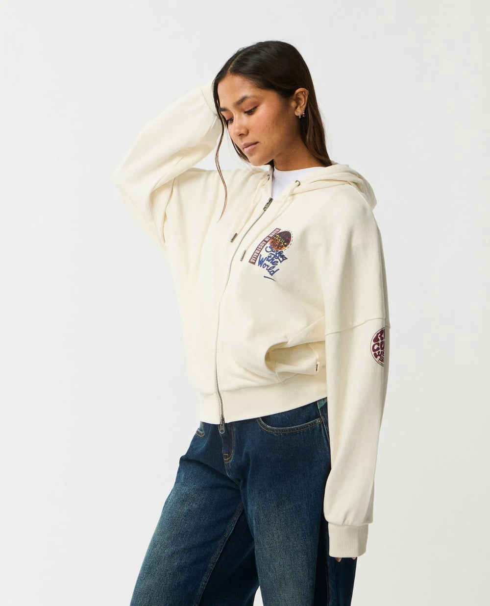 Rip Curl Women's Surf The World Zip Thru - Bone - Sun Diego Boardshop