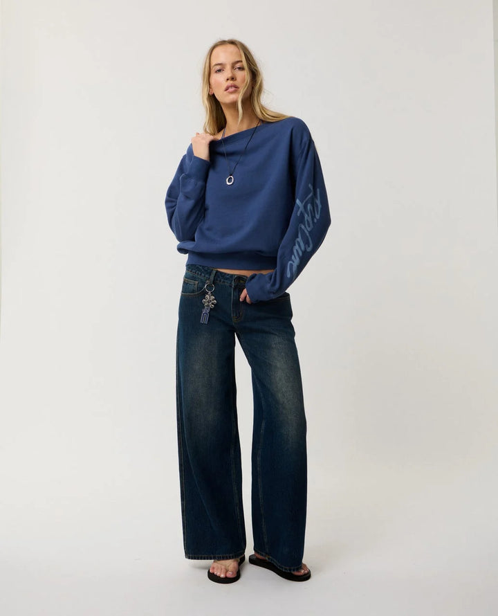 Rip Curl Women's Archive: Off Shoulder Crew - Indigo