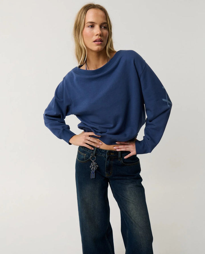 Rip Curl Women's Archive: Off Shoulder Crew - Indigo