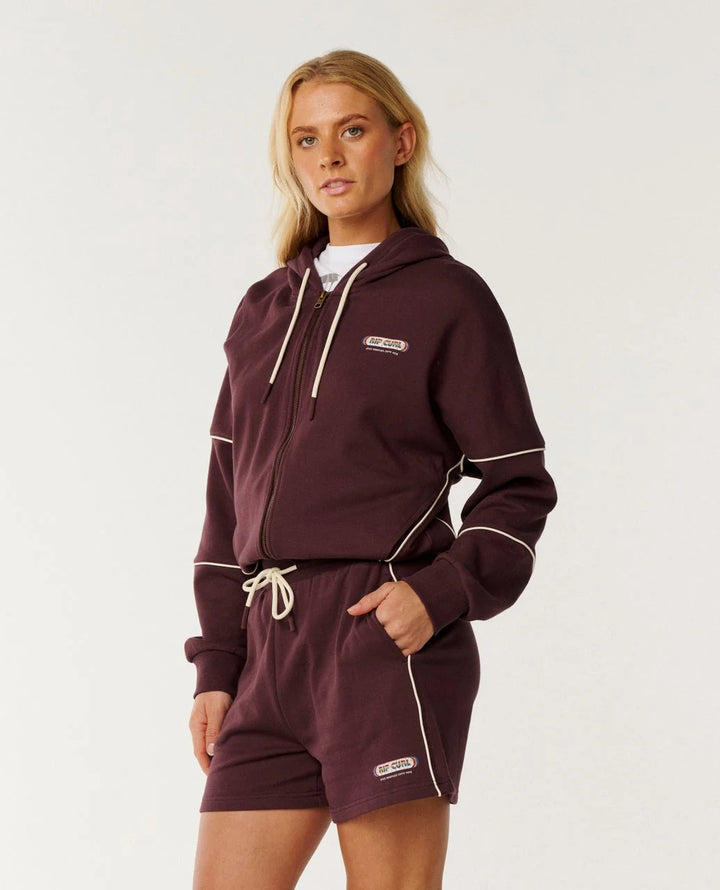 Rip Curl Women's Since 1969 Drop Shoulder Zip Through - Fudge - Sun Diego Boardshop