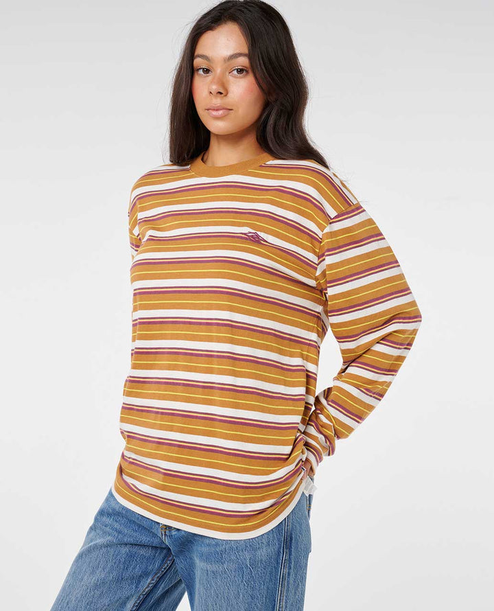 Rip Curl Stephanie Gilmore Stripe Og Long Sleeve Tee - Tan 1046