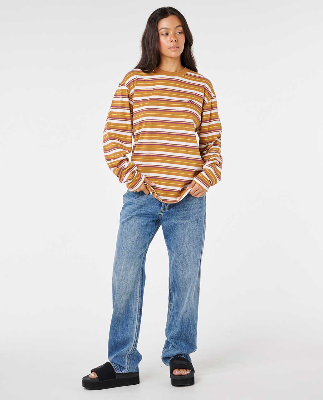 Rip Curl Stephanie Gilmore Stripe Og Long Sleeve Tee - Tan 1046