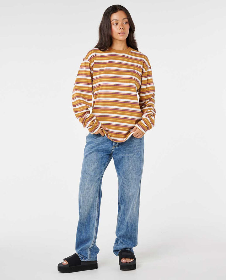 Rip Curl Stephanie Gilmore Stripe Og Long Sleeve Tee - Tan 1046