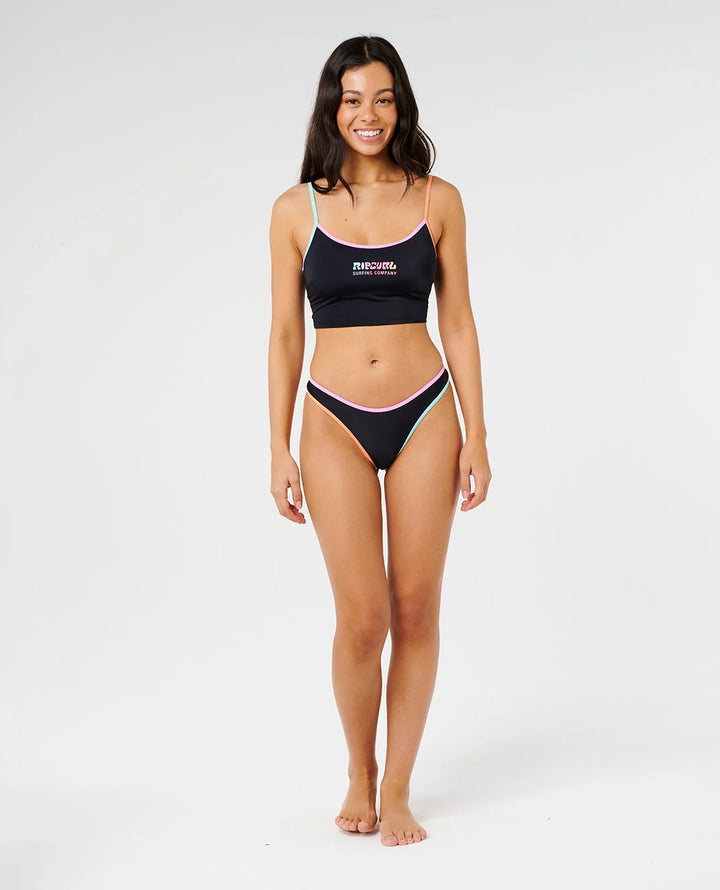 Rip Curl Women's Surf Puff High Leg Skimpy Bikini Bottom - Black - Sun Diego Boardshop