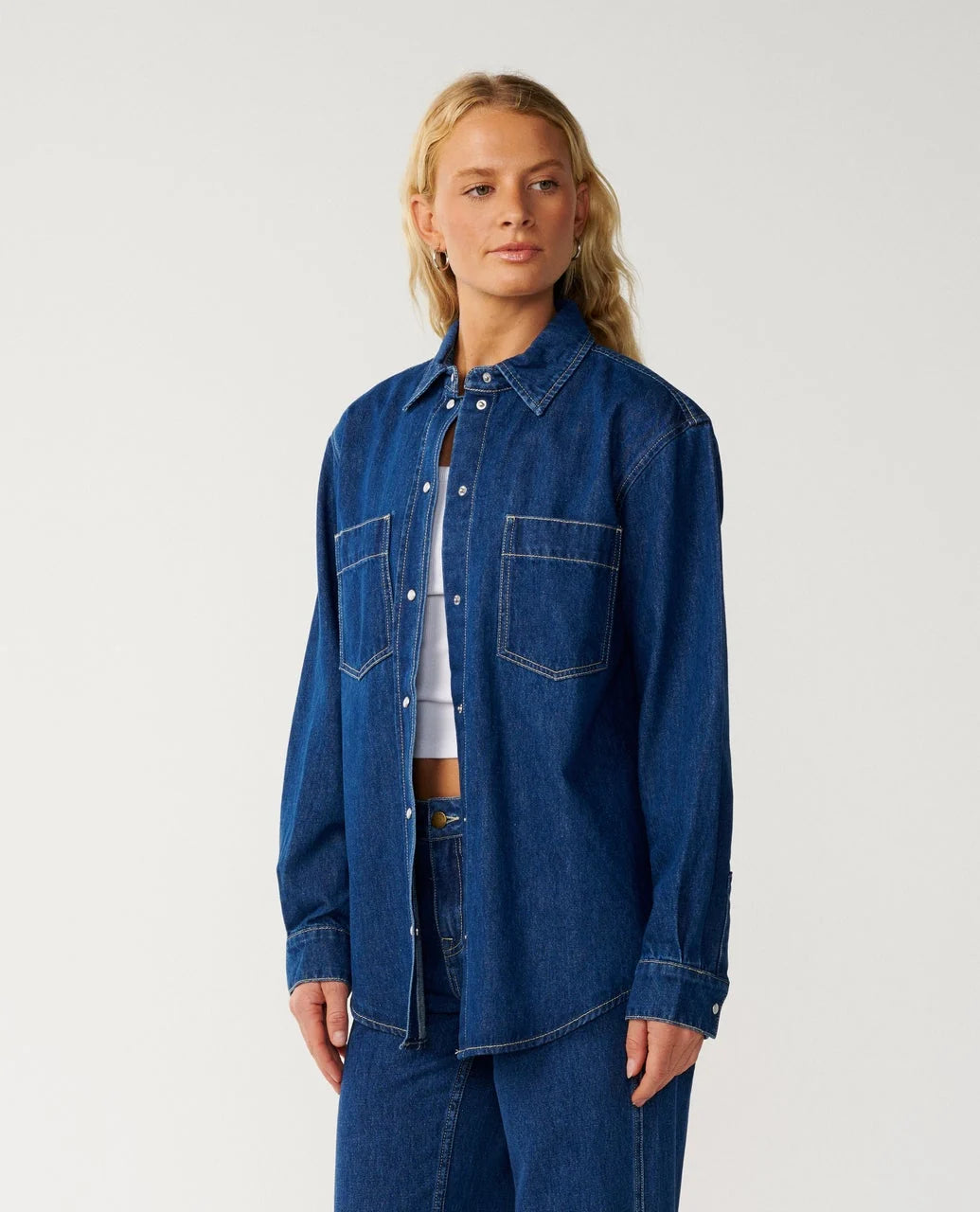 Rip Curl Women's Cruisin Denim Long Sleeve Shirt - Mid Blue