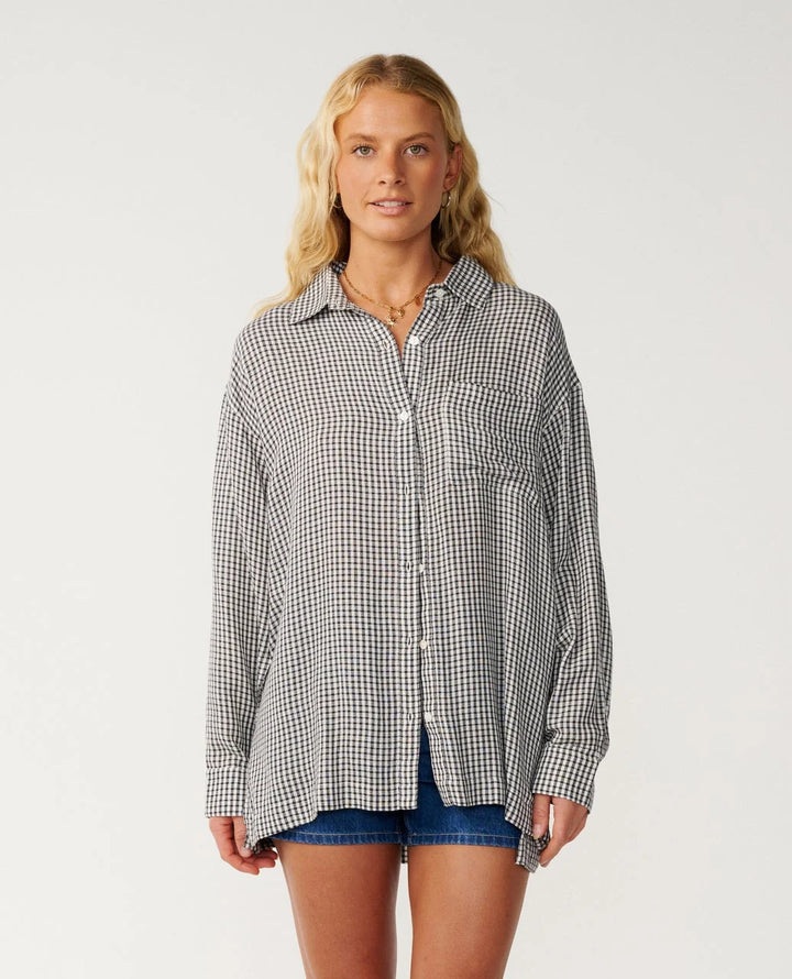 Rip Curl Women's Vibe Surf Long Sleeve Shirt - Black/Off White - Sun Diego Boardshop
