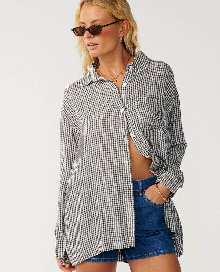 Rip Curl Women's Vibe Surf Long Sleeve Shirt - Black/Off White - Sun Diego Boardshop