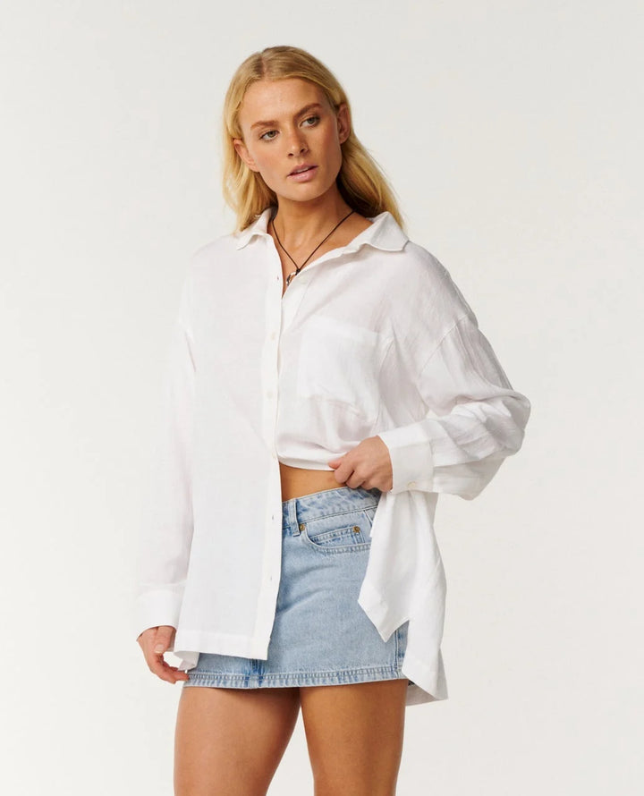 Rip Curl Women's Vibe Surf Long Sleeve Shirt - White - Sun Diego Boardshop