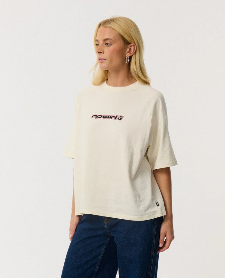 Rip Curl Women's Sunset Beach Raglan Boxy Tee - Bone