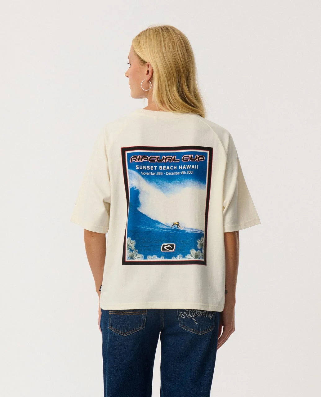 Rip Curl Women's Sunset Beach Raglan Boxy Tee - Bone