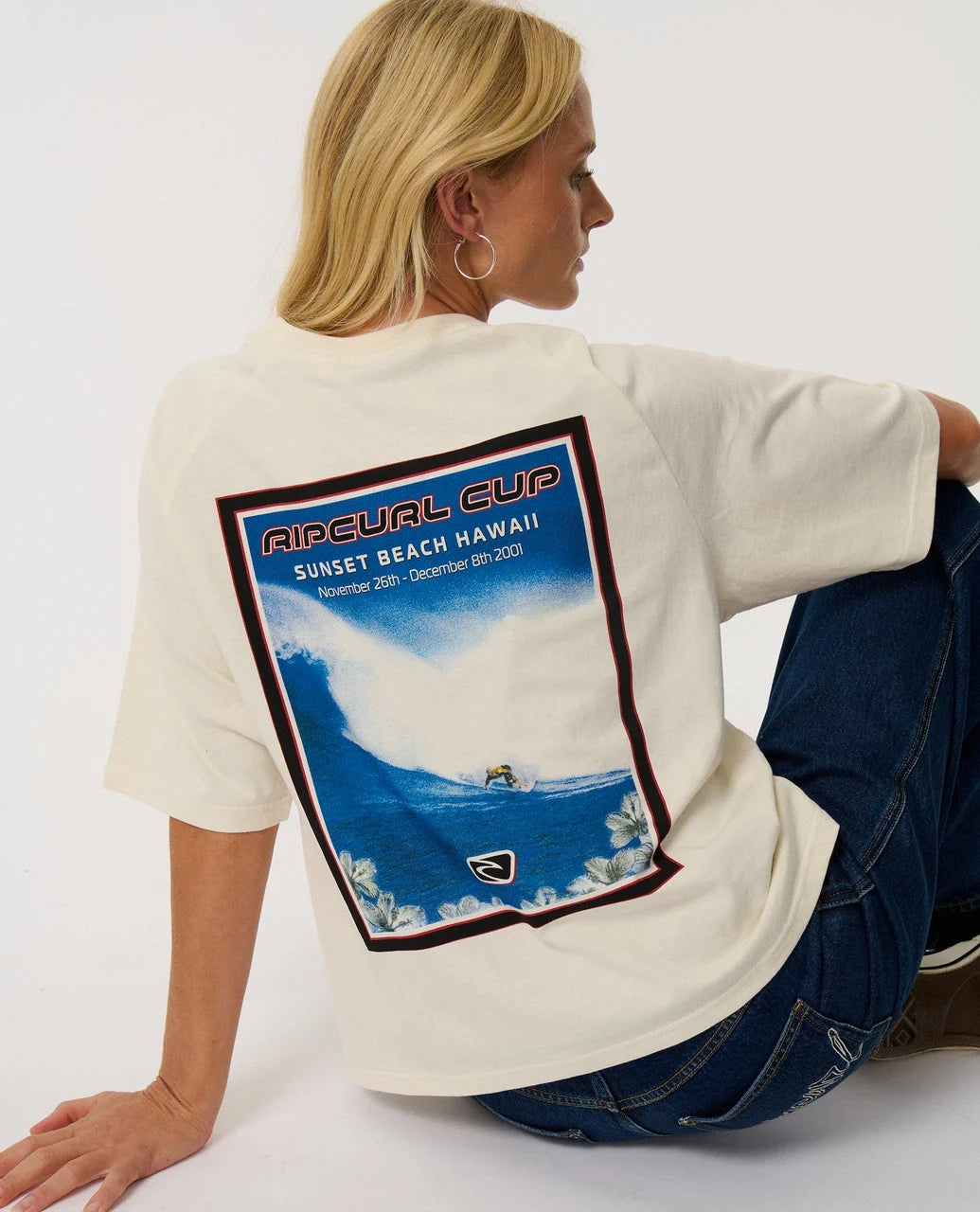 Rip Curl Women's Sunset Beach Raglan Boxy Tee - Bone