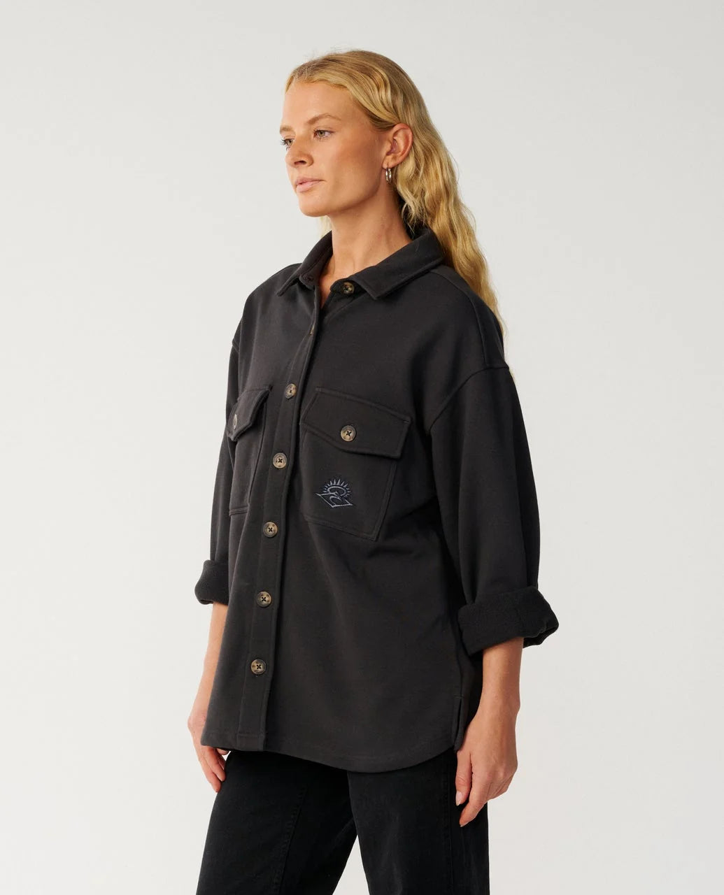 Rip Curl Women's Retro Swell Fleece Overshirt - Washed Black - Sun Diego Boardshop