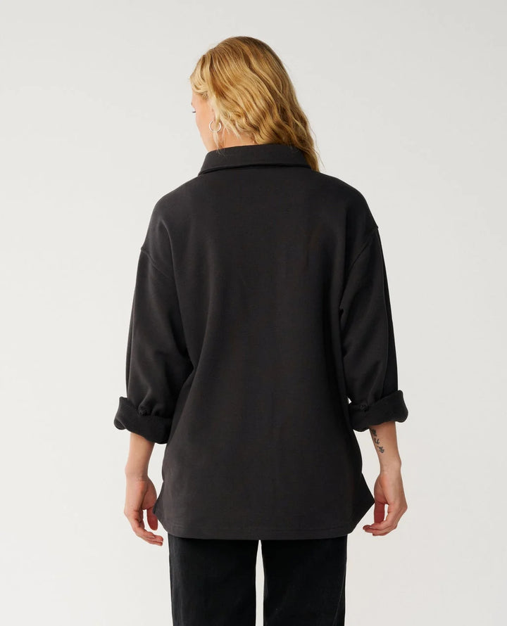 Rip Curl Women's Retro Swell Fleece Overshirt - Washed Black - Sun Diego Boardshop