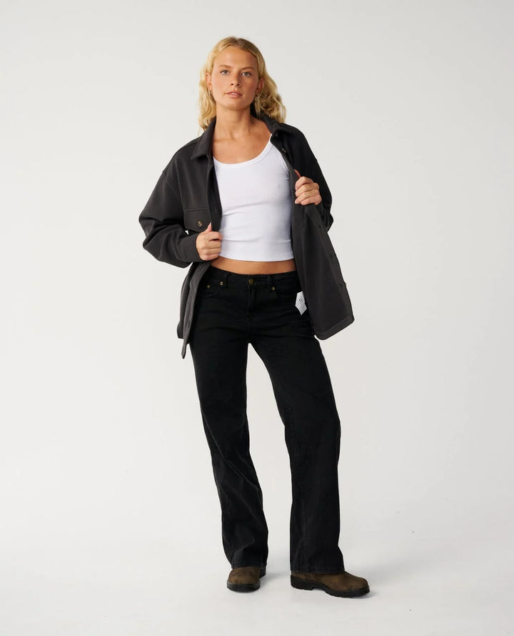 Rip Curl Women's Retro Swell Fleece Overshirt - Washed Black - Sun Diego Boardshop