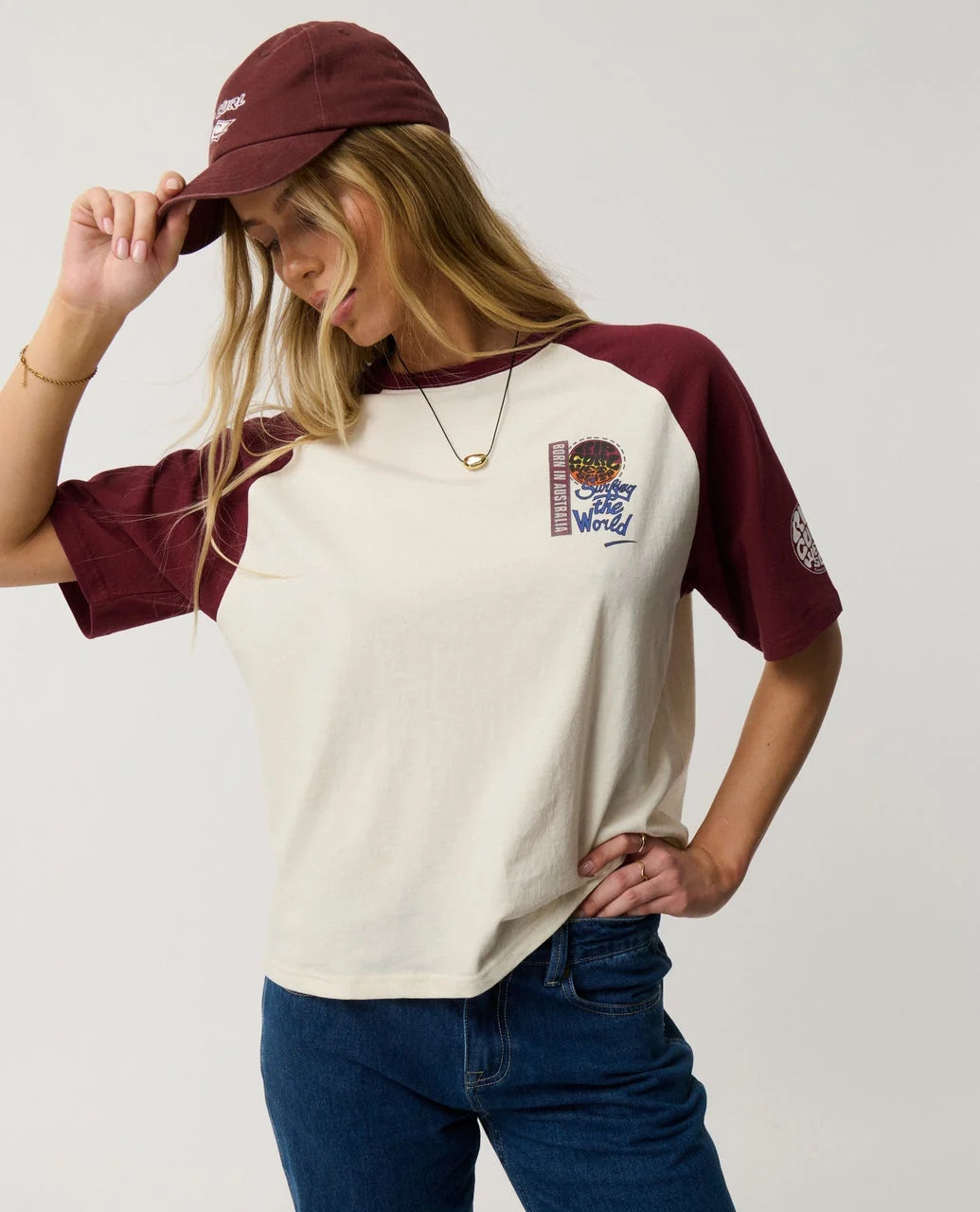Rip Curl Women's Surf The World Boxy Tee - Bone - Sun Diego Boardshop