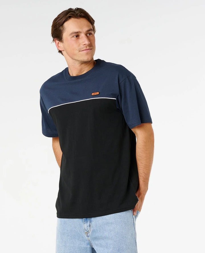 Rip Curl Men's Halfa Panel Beater Tee - Black/Navy - Sun Diego Boardshop