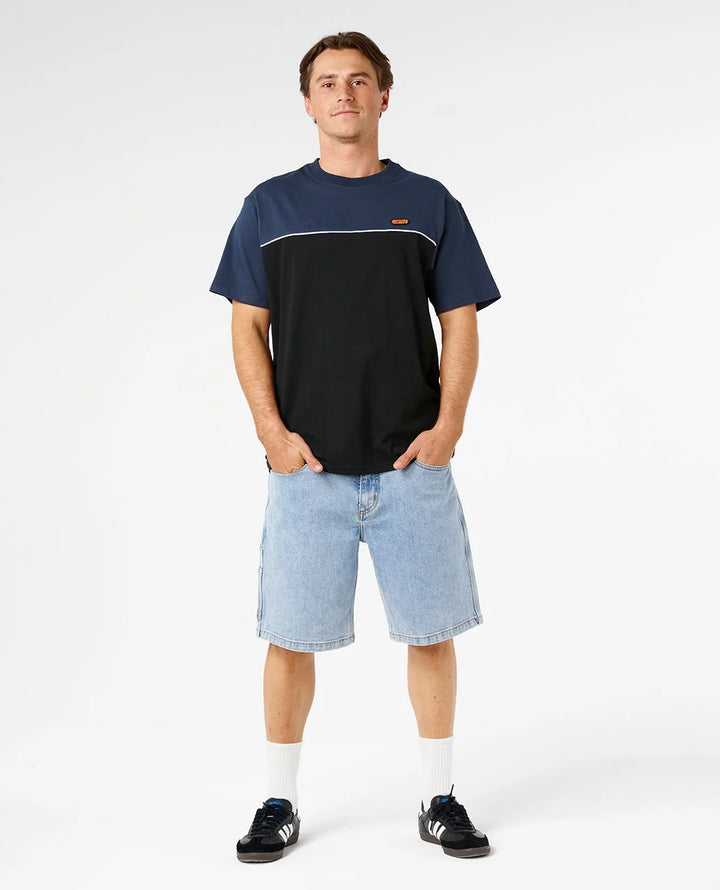 Rip Curl Men's Halfa Panel Beater Tee - Black/Navy - Sun Diego Boardshop