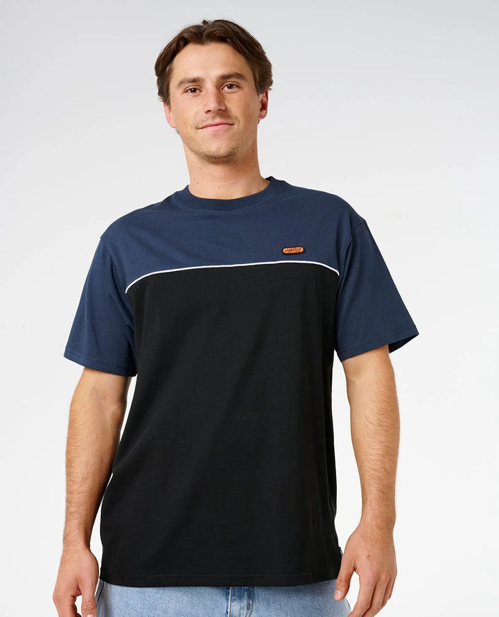 Rip Curl Men's Halfa Panel Beater Tee - Black/Navy - Sun Diego Boardshop