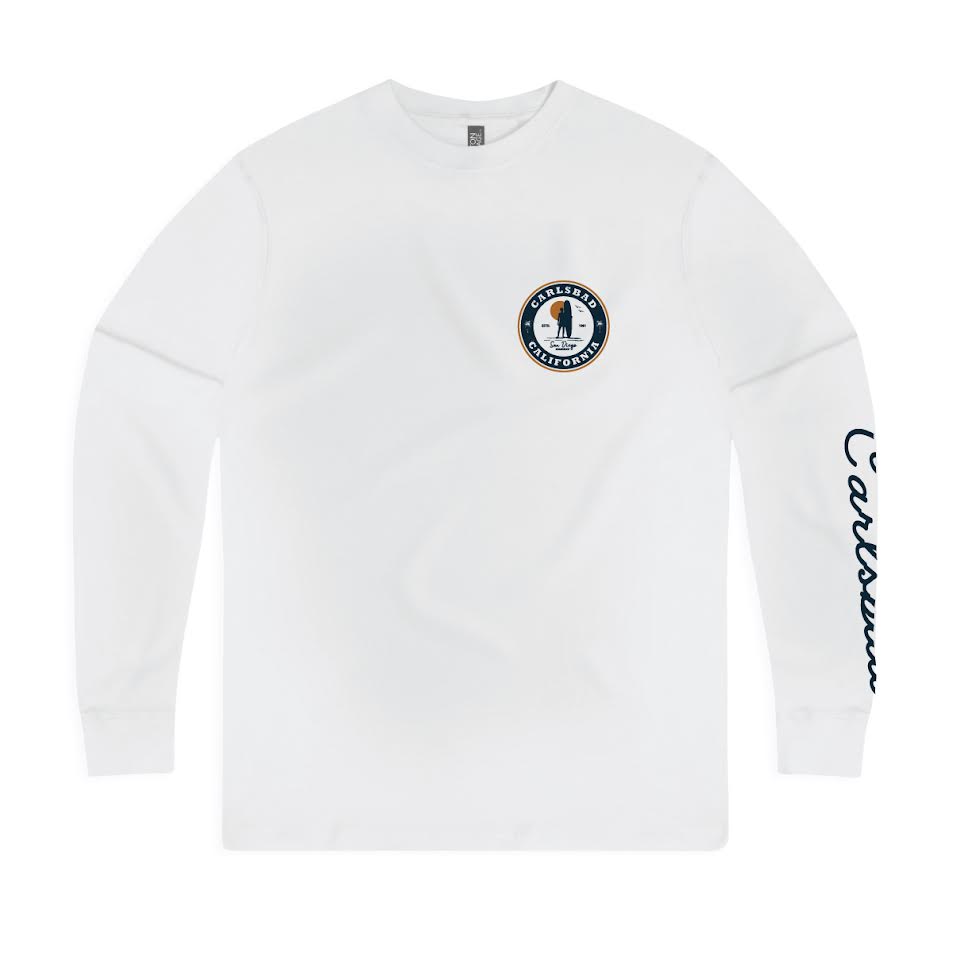 Sun Diego Carlsbad Surf Check Long Sleeve Tee - WHITE - Sun Diego Boardshop