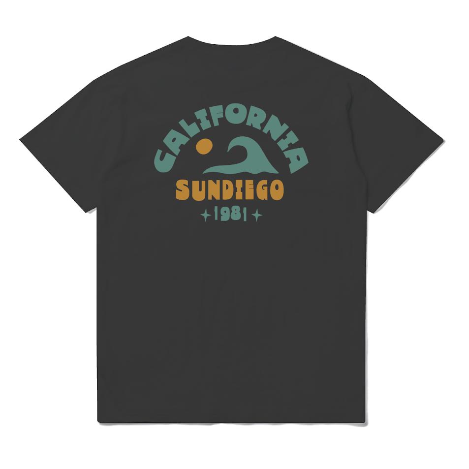 Sun Diego CALIFORNIA WAVE T-Shirt - VINTAGE BLACK - Sun Diego Boardshop