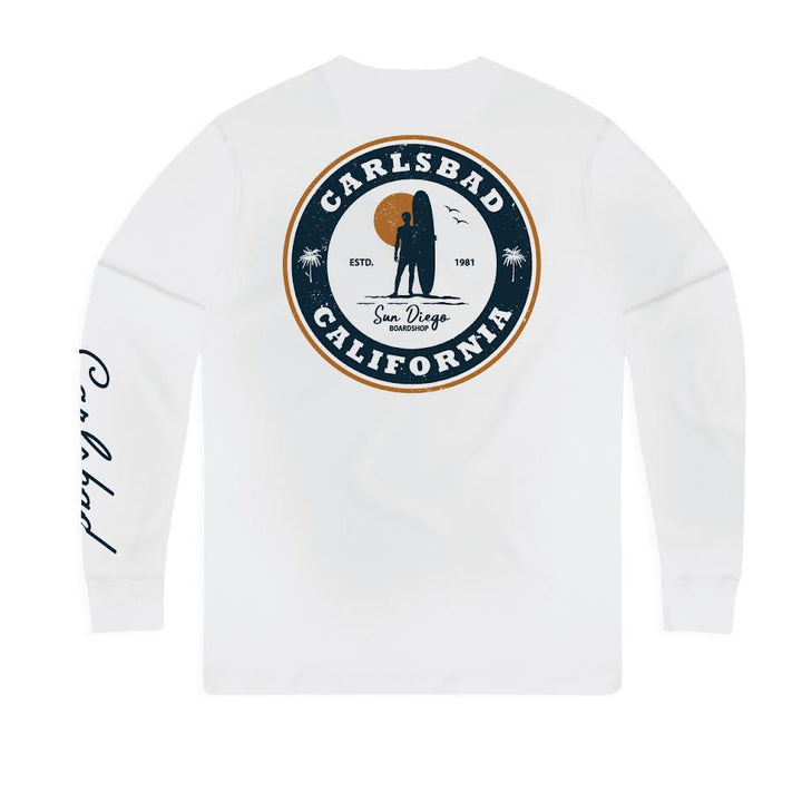 Sun Diego Carlsbad Surf Check Long Sleeve Tee - WHITE - Sun Diego Boardshop