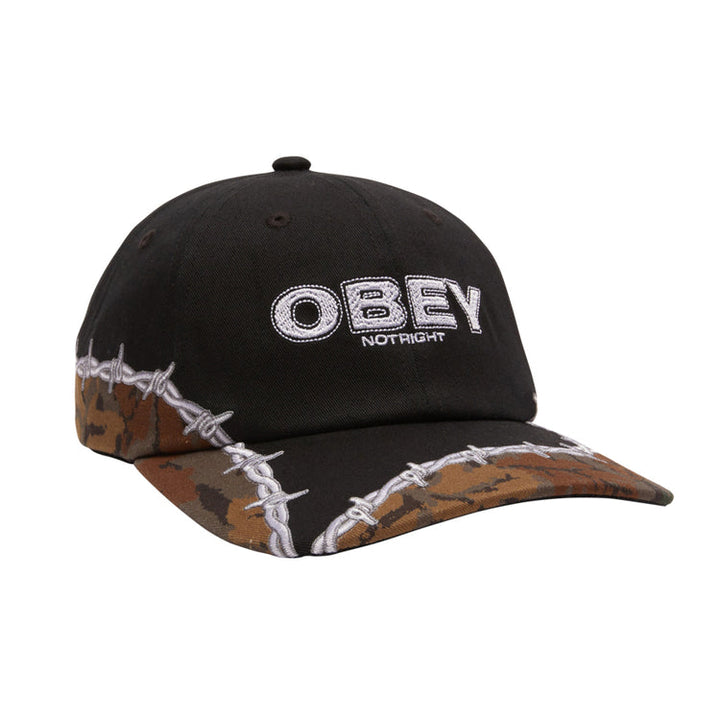 Obey Not Right 6 Panel Velcro Back - BLACK MULTI - Sun Diego Boardshop