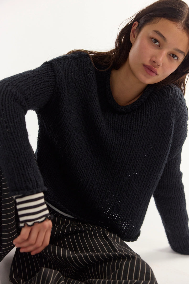 Free People Women's Opal Rollneck Knit Sweater - Black - Sun Diego Boardshop