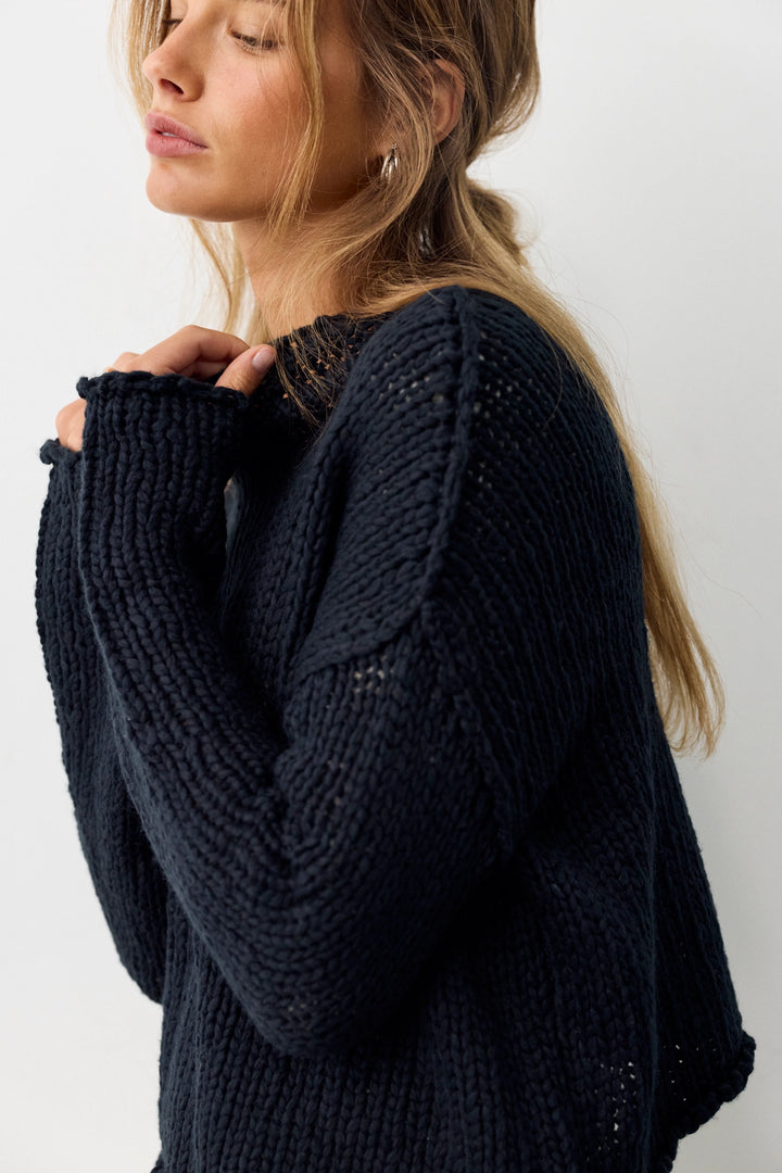 Free People Women's Opal Rollneck Knit Sweater - Black - Sun Diego Boardshop
