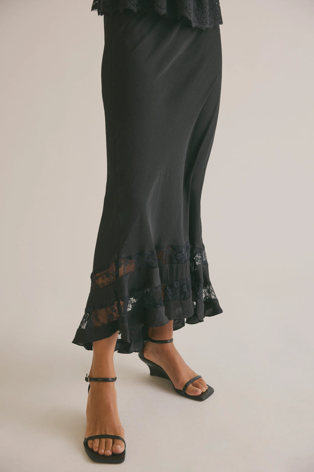 Free People Women's Long Lost Lover Maxi Slip Skirt - Black - Sun Diego Boardshop
