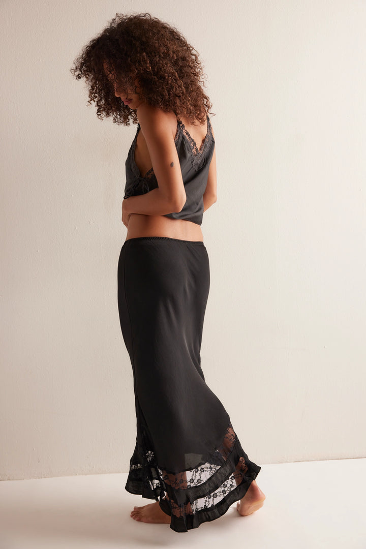 Free People Women's Long Lost Lover Maxi Slip Skirt - Black - Sun Diego Boardshop