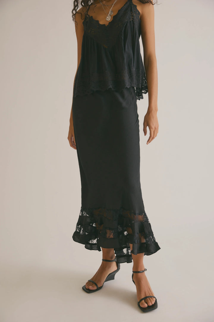 Free People Women's Long Lost Lover Maxi Slip Skirt - Black - Sun Diego Boardshop
